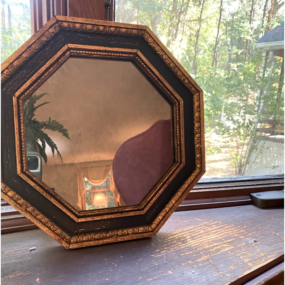 Vintage Octagonal Gilt and Wood Framed Mirror